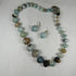 Aqua Gemstone Amazonite Beaded Necklace and Earrings - VP's Jewelry