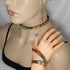 Turquoise Leather Ribbon Choker & Bracelet & Earrings Designer Set - VP's Jewelry