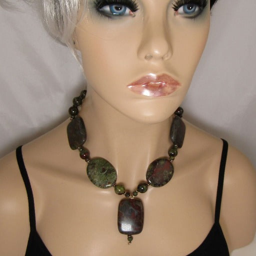 Dragons Blood Jasper Gemstone Pendant Necklace - VP's Jewelry