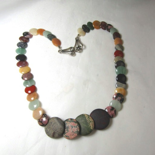 Natural Multi-stone Overlapping Coin Necklace