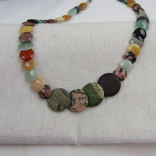 Natural Multi-stone Overlapping Coin Necklace