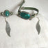 Lt. Green Leather Choker & Bracelet & Silver Earrings Designer Set - VP's Jewelry