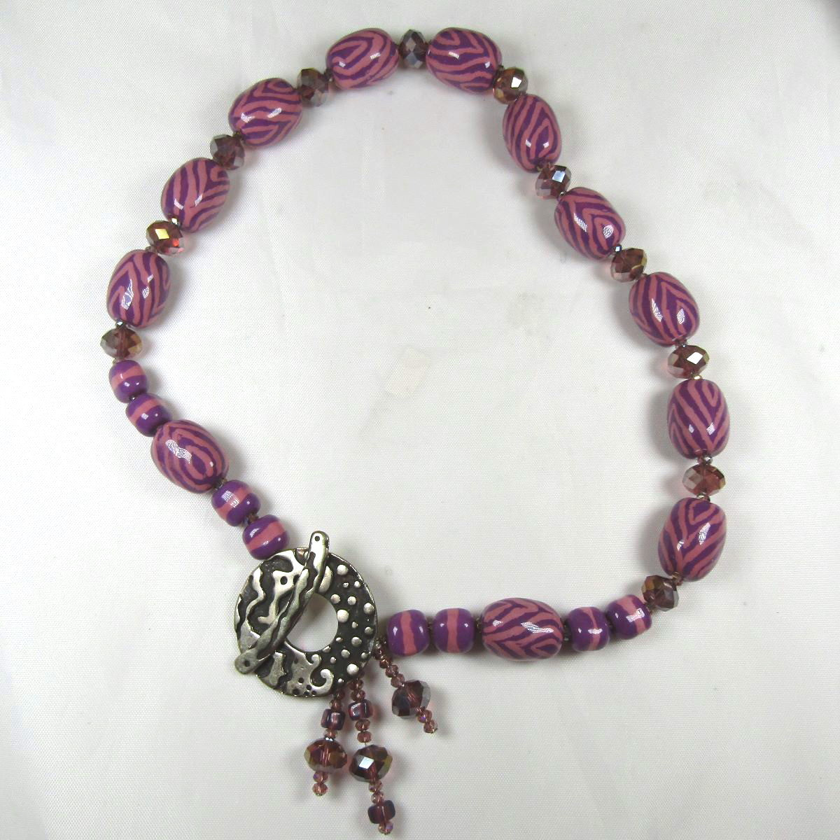 Fair Trade Lilac Bead Kazuri Handmade Necklace - VP's Jewelry