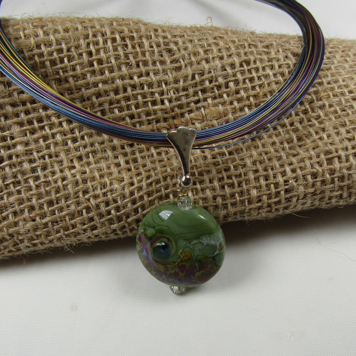 Green Handmade Lampwork Pendant Necklace - VP's Jewelry