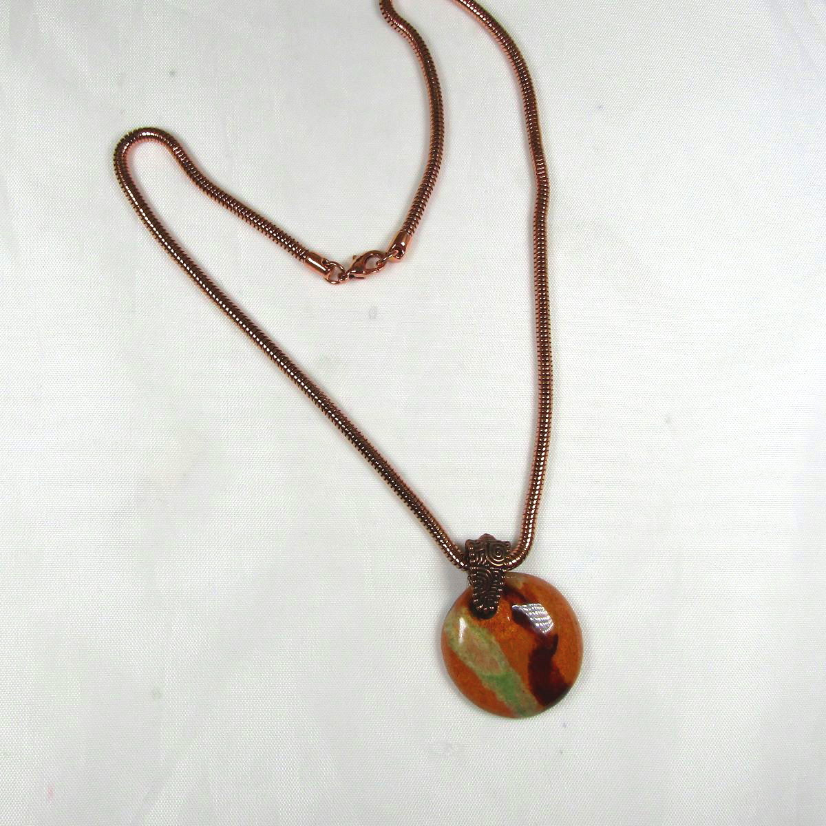 Kazuri Pendant Necklace Tan African Inspired Jewelry - VP's Jewelry