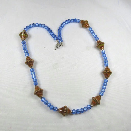 Retro Mood Mirage & Blue Glass Bead Necklace - VP's Jewelry
