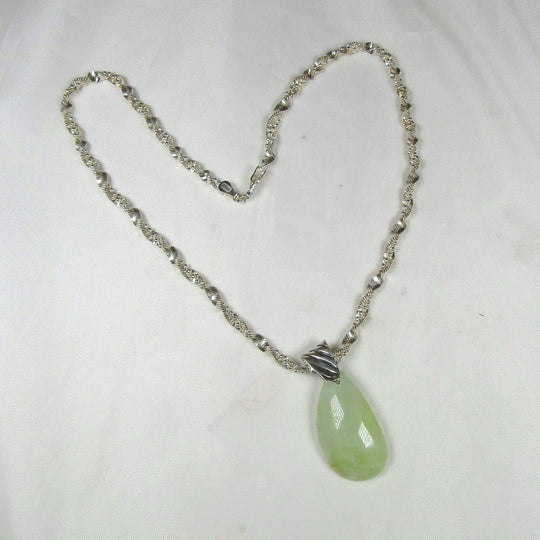 Translucent Green Pendant Necklace Prehnite Gemstone - VP's Jewelry
