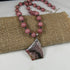 Pink Gemstone Bead Pendant Necklace Jasper - VP's Jewelry