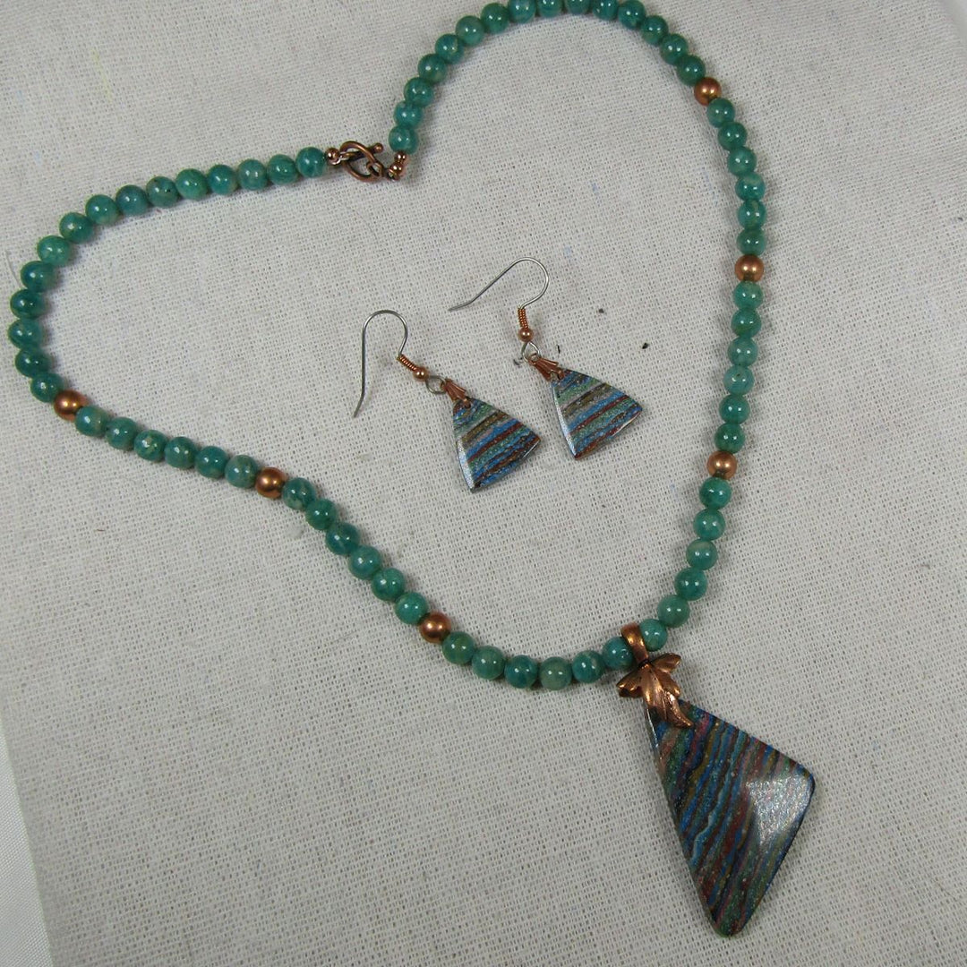 Rainbow Calsilica andAmazonite Necklace & Earrings - VP's Jewelry