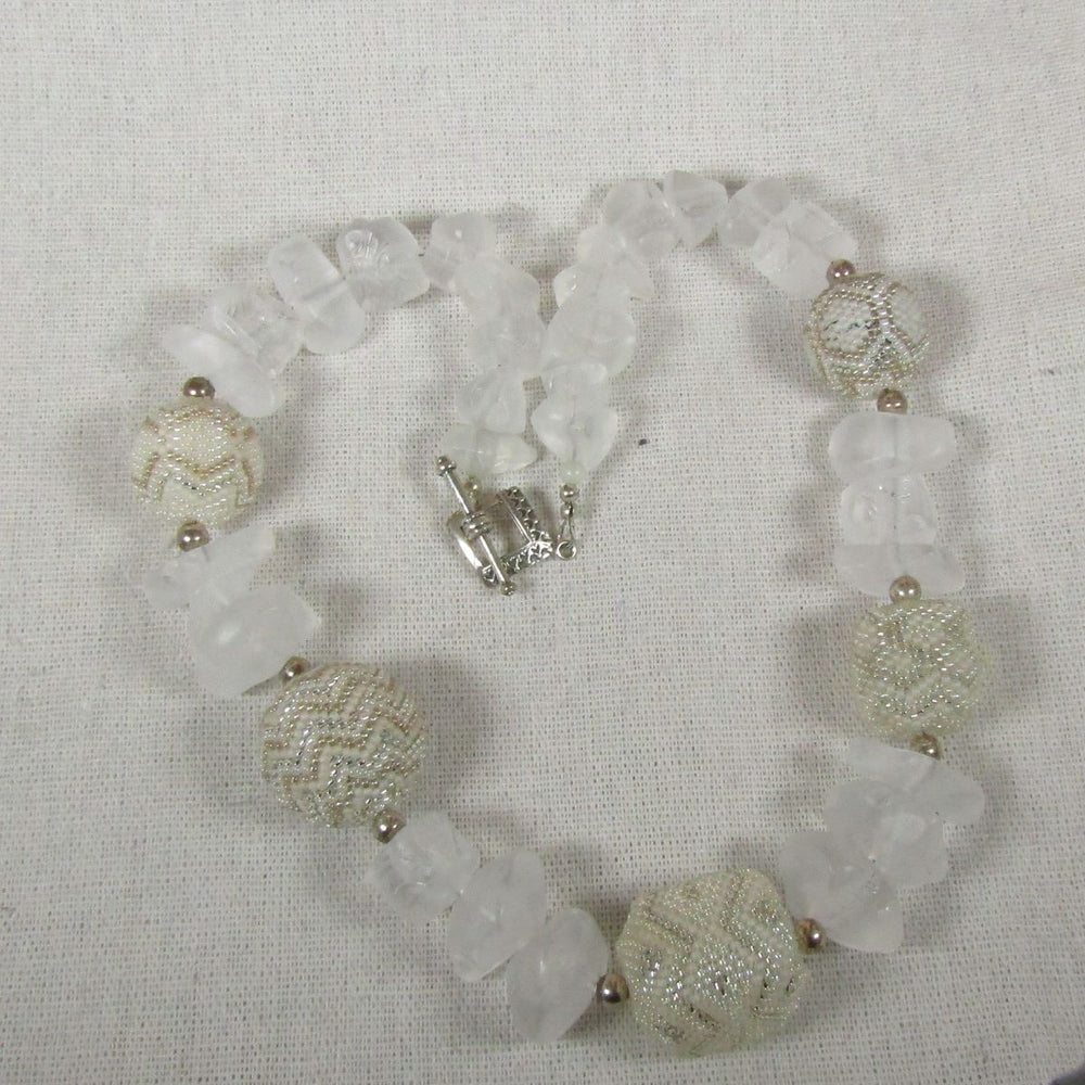 Statement White on White Chunky Beaded Necklace - VP's Jewelry  