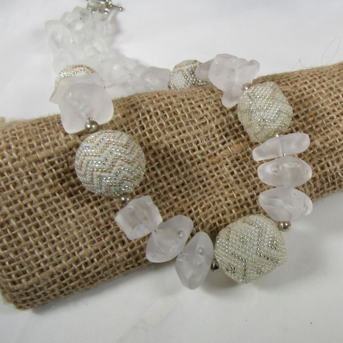 Statement White on White Chunky Beaded Necklace - VP's Jewelry  