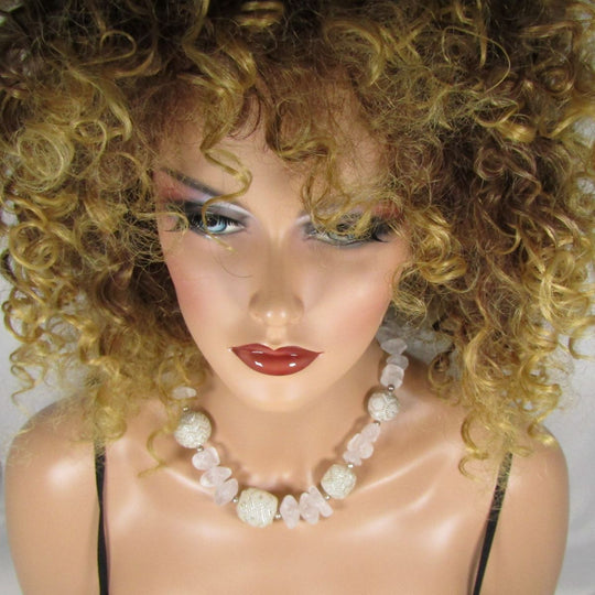 Statement White on White Chunky Beaded Necklace - VP's Jewelry  