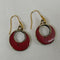 Red Inlay Gold Hoop Earrings - VP's Jewelry