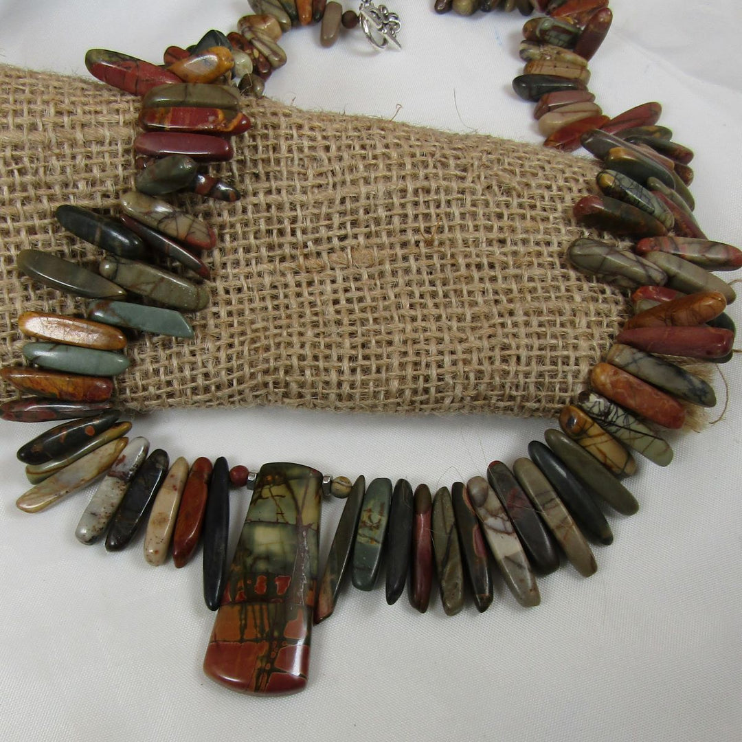 Statement Jasper Necklace with Gemstone Pendant - VP's Jewelry  