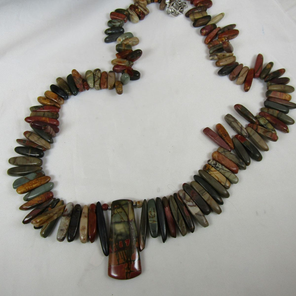 Statement Jasper Necklace with Gemstone Pendant - VP's Jewelry  