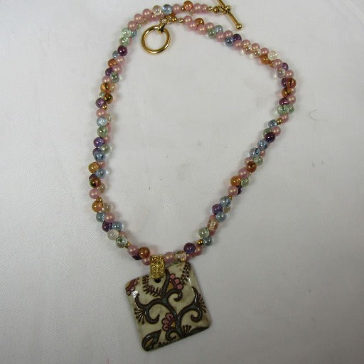 Pink & Cream Handmade Artisan Bead Necklace - VP's Jewelry
