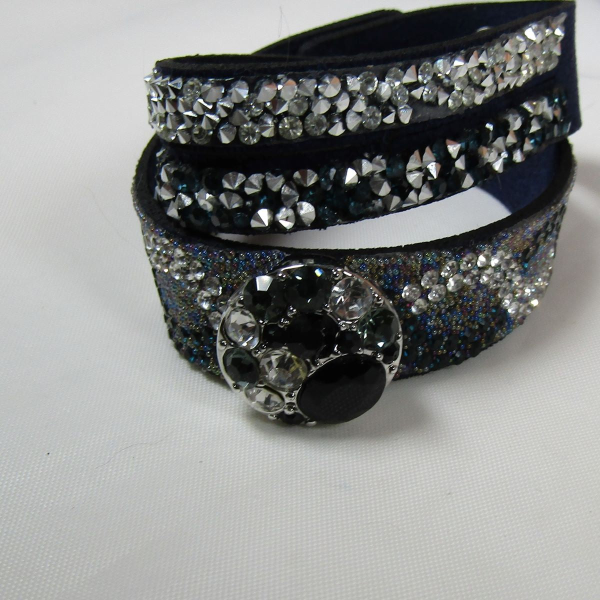 Crystal & Rhinestone Wrap Leather Bracelet - VP's Jewelry