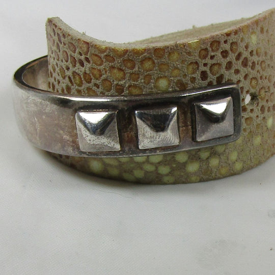 Stingray Leather Cuff Bracelets Silver Accent - VP's Jewelry