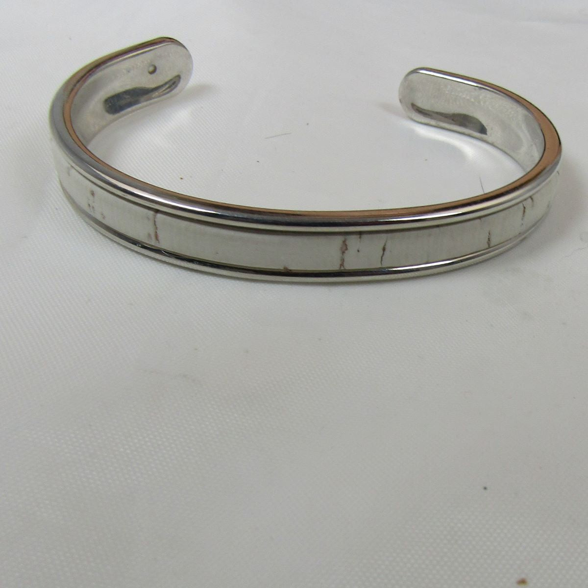 Leather & Silver Bangle Bracelet Narrow - VP's Jewelry