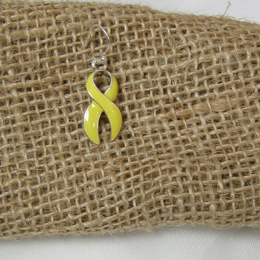 Yellow Awareness ribbon charm earrings - Earrings for a cause