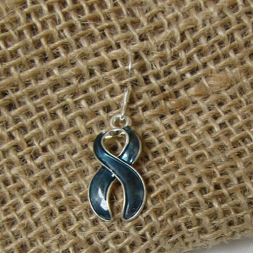 Teal Awareness ribbon charm earrings - Earrings for a cause