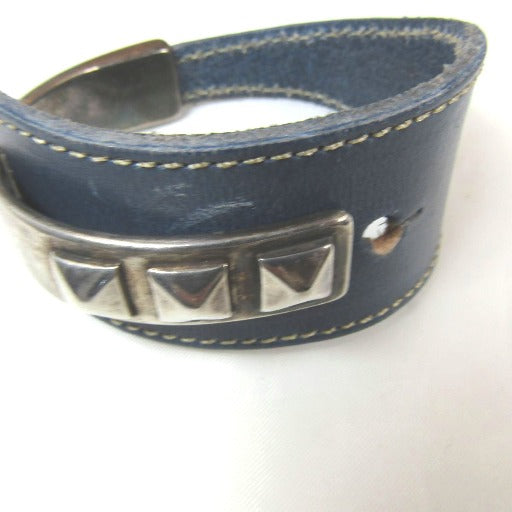 Wide Leather Cuff Bracelet with Silver Accents - VP's Jewelry