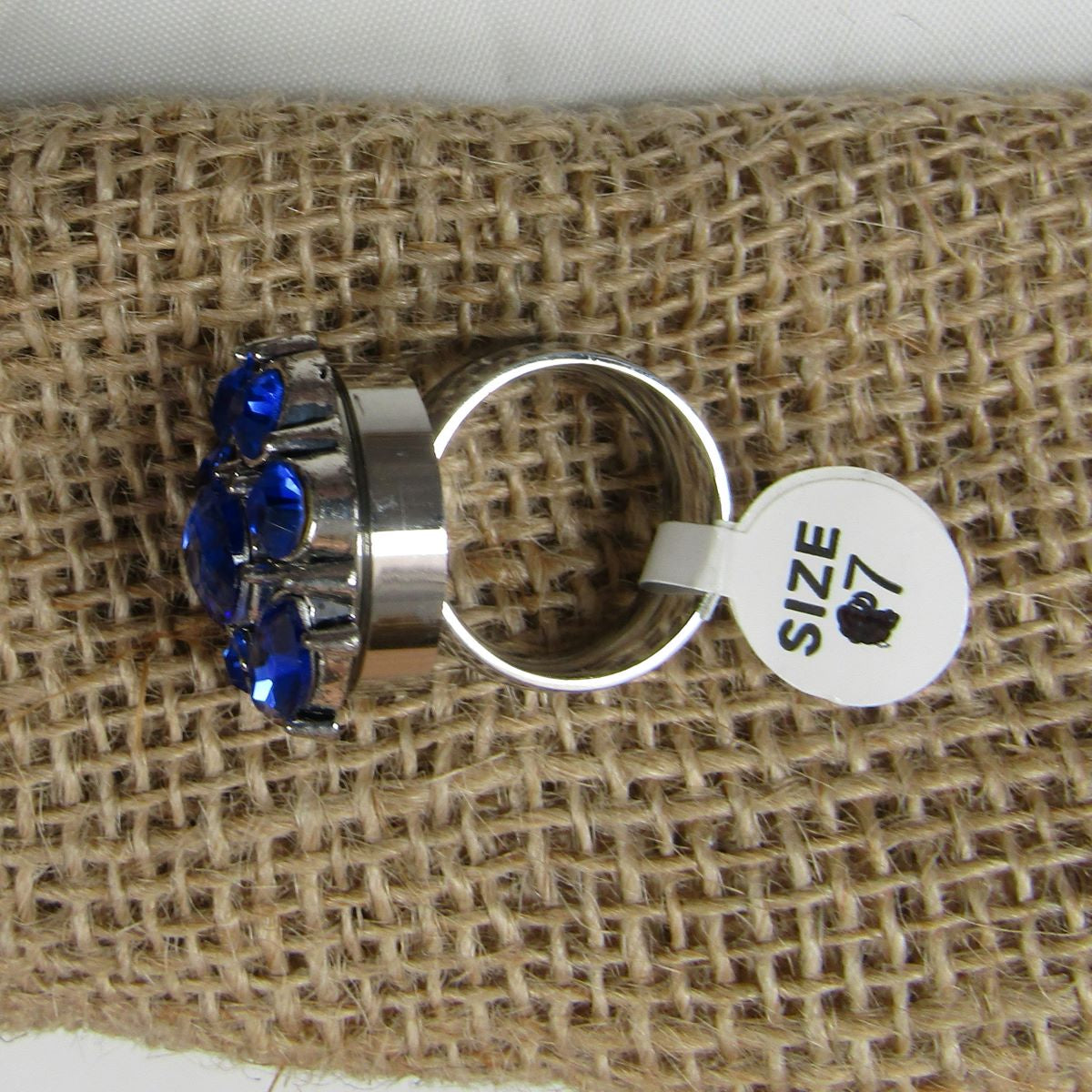 Royal Blue Multi Crystal Fashion Ring Size 7