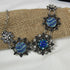 Aqua & Blue Crystal Flower Multi Charm Necklace - VP's Jewelry