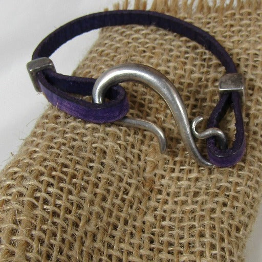 Narrow Leather Bracelet with Fish Hook Clas - VP's Jewelry
