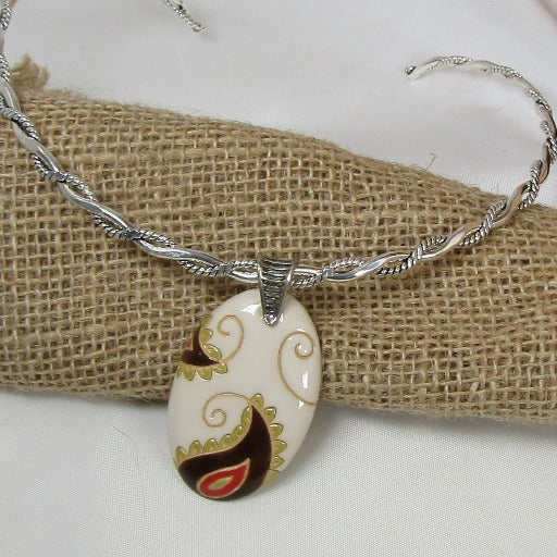 Handmade Cream Pendant Choker Necklace - VP's Jewelry
