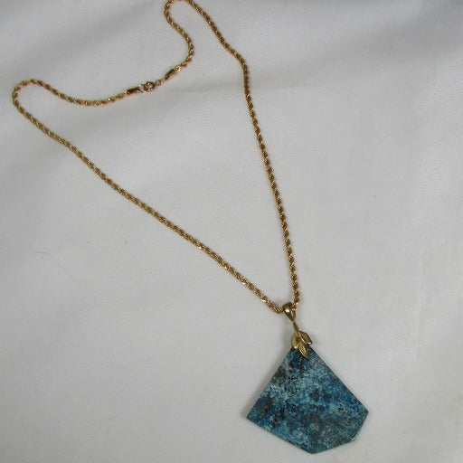 Rare Handcut Blue Gemstone Arizona Shattuckie Pendant Necklace - VP's Jewelry 