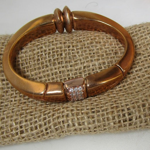 Rose Gold Bangle Cuff Bracelet with Crystal Sparkles - VP's Jewelry