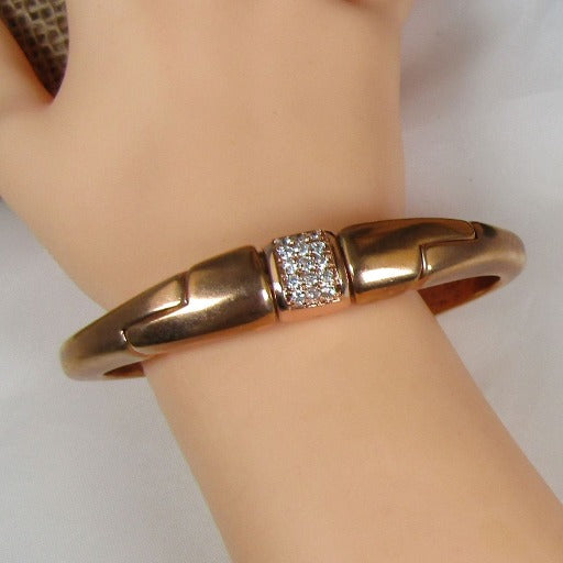 Rose Gold Bangle Cuff Bracelet with Crystal Sparkles - VP's Jewelry