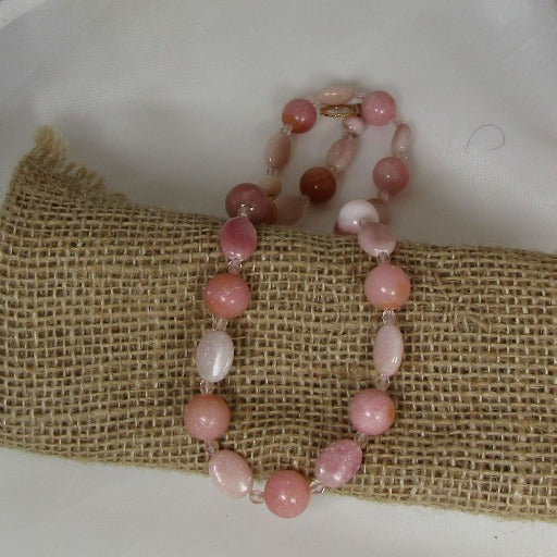 Classic Pink Opal Bead Necklace - VP's Jewelry