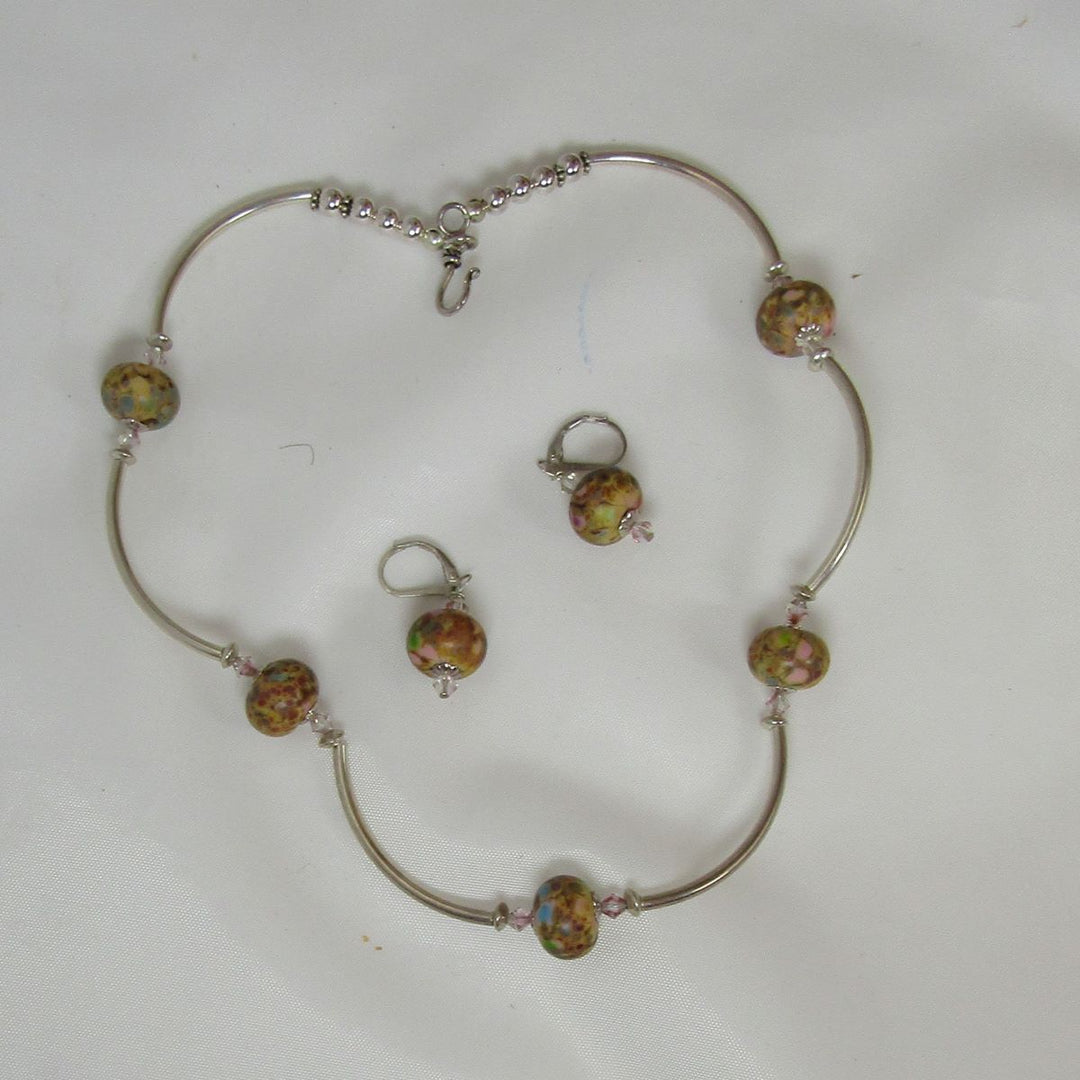Handmade Artisan Necklace and Earrings Beige Jewelry Set - VP's Jewelry  