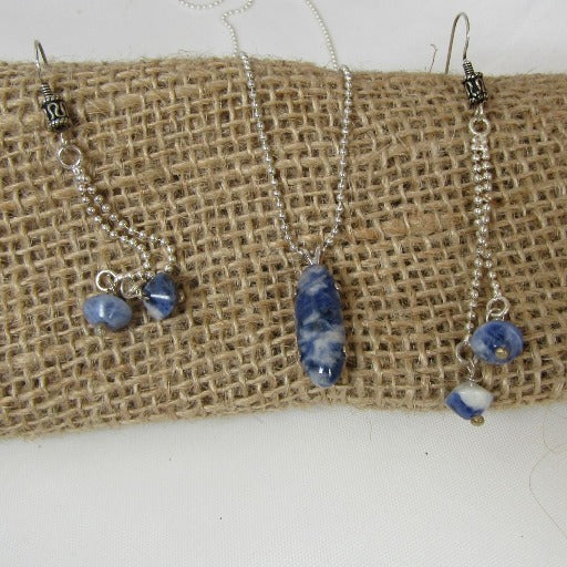 Blue Sodalite Pendant Necklace and Earrings - VP's Jewelry