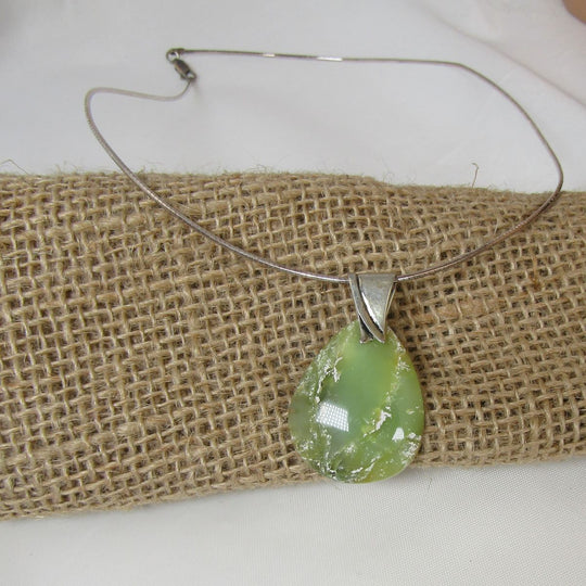 Pendant Designer Cut Green Opal Gemstone Necklace - VP's Jewelry