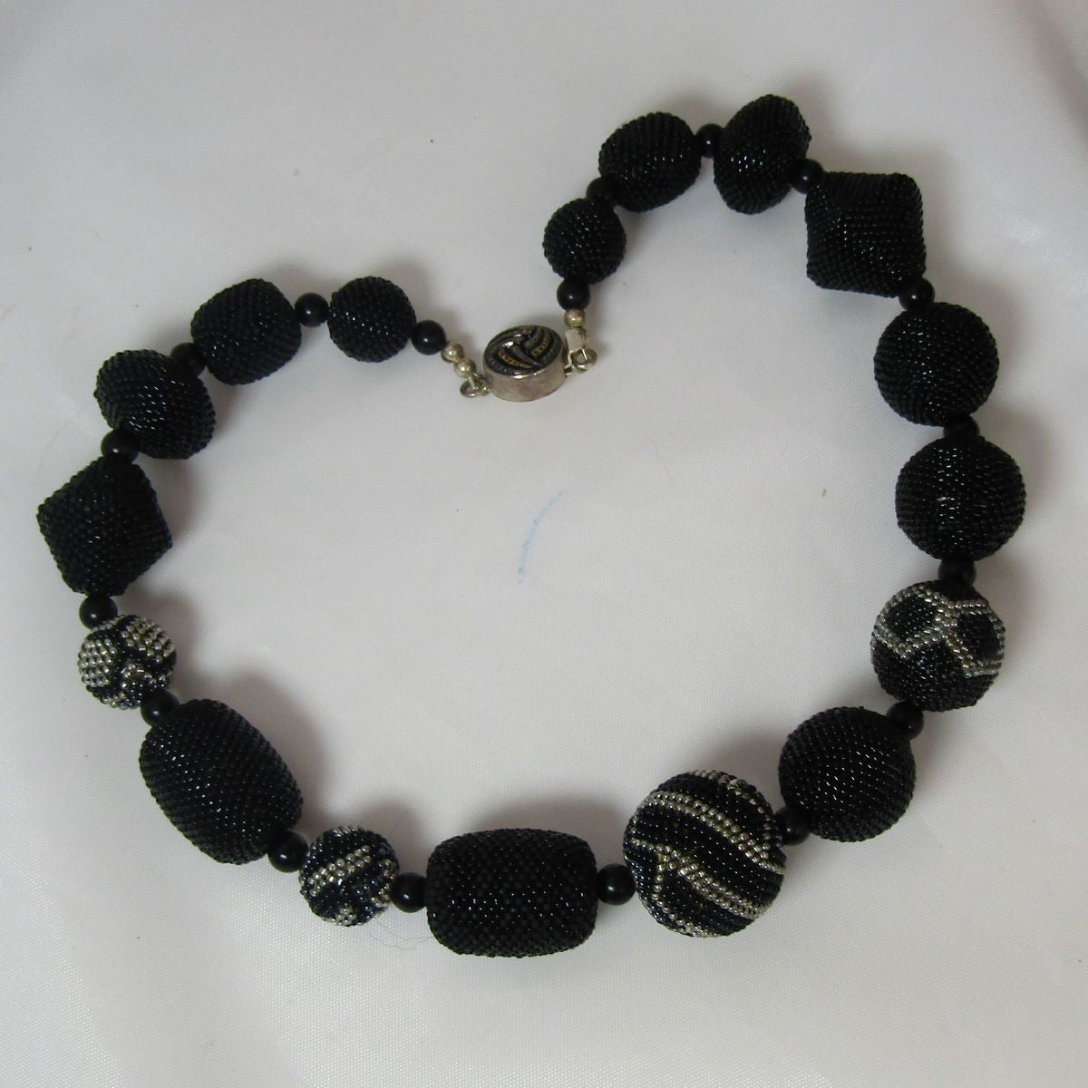 Exquisite Black Beaded Necklace Handmade - VP's Jewelry