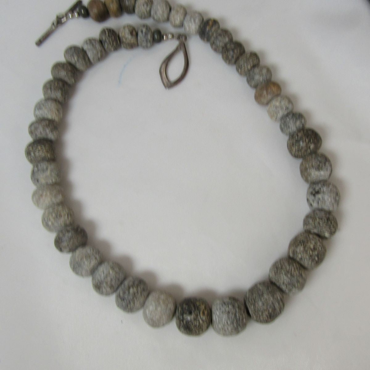 Rare Petrified Dinosaur Bone Beaded Handmade Necklace