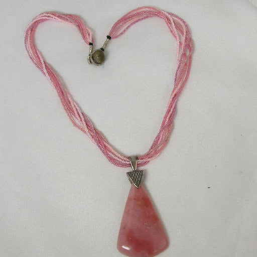 Elegant Pink Necklace with a Pink Opal Pendant - VP's Jewelry