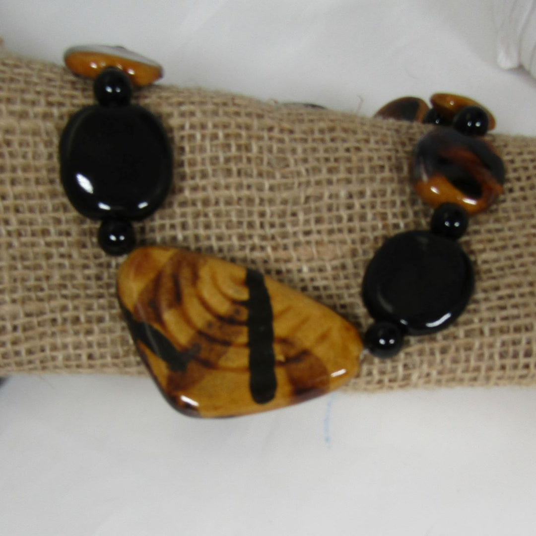 African Sunset Honey and Black Fair Trade Kazuri Triangle Necklace