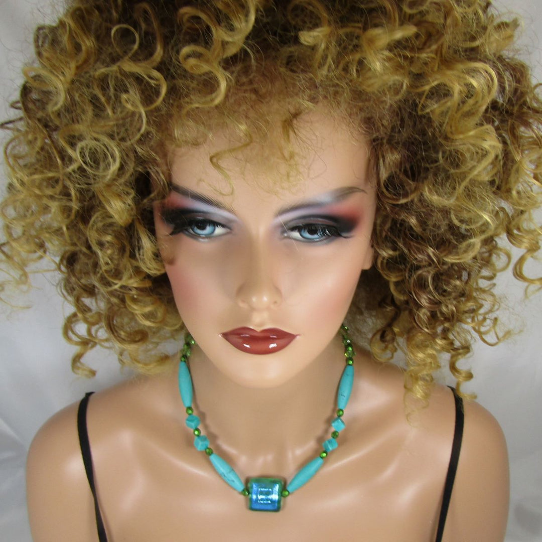 Turquoise & Fusion Glass Artisan Beaded Necklace - VP's Jewelry  
