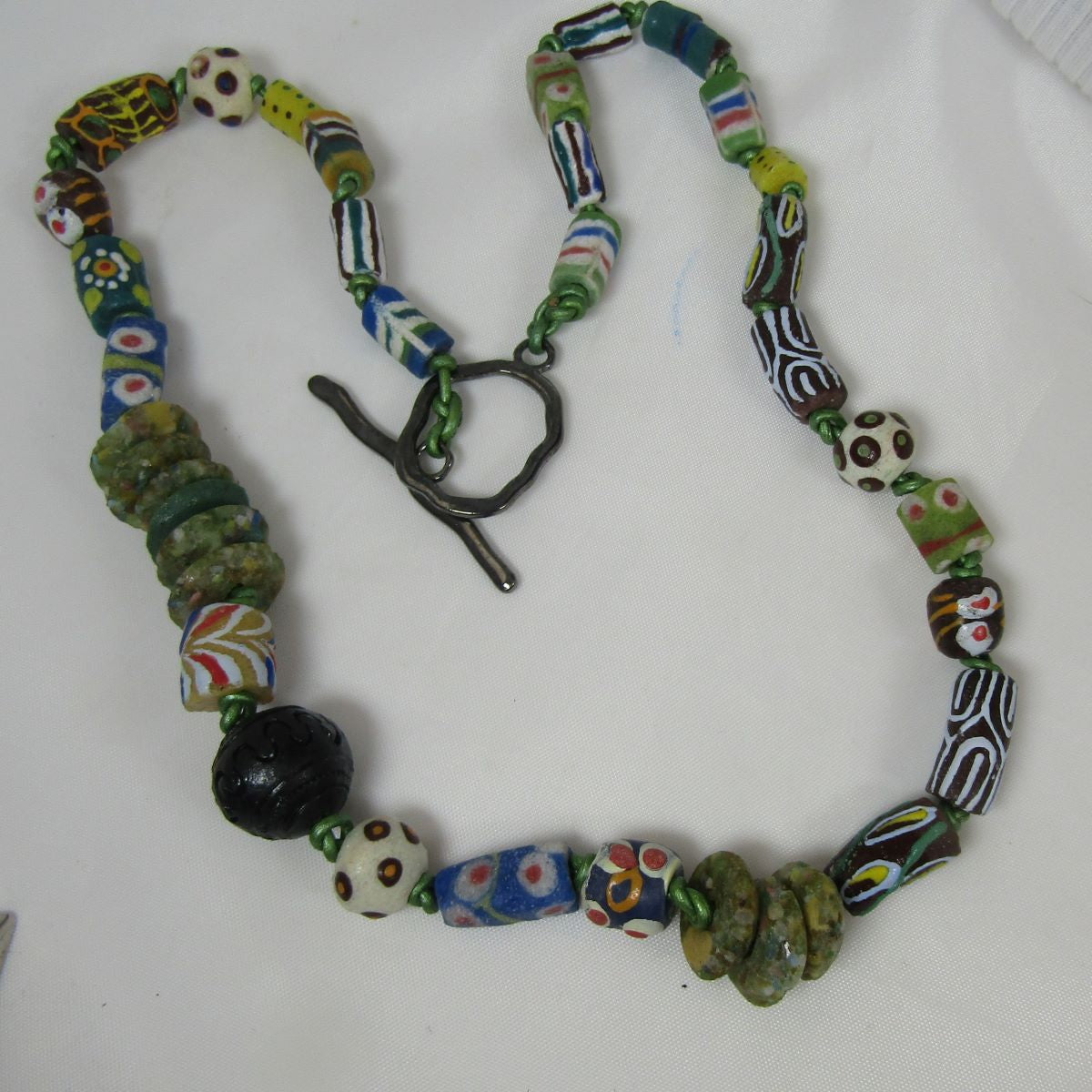 Handmade African Multi-colored Trade Bead Ghana Necklace - VP's Jewelry  