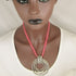 Melon Seed Bead Necklace with Hammered Antique Silver Pendant - VP's Jewelry