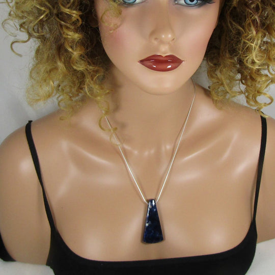 Sodalite Pendant Necklace on Silver Chain - VP's Jewelry
