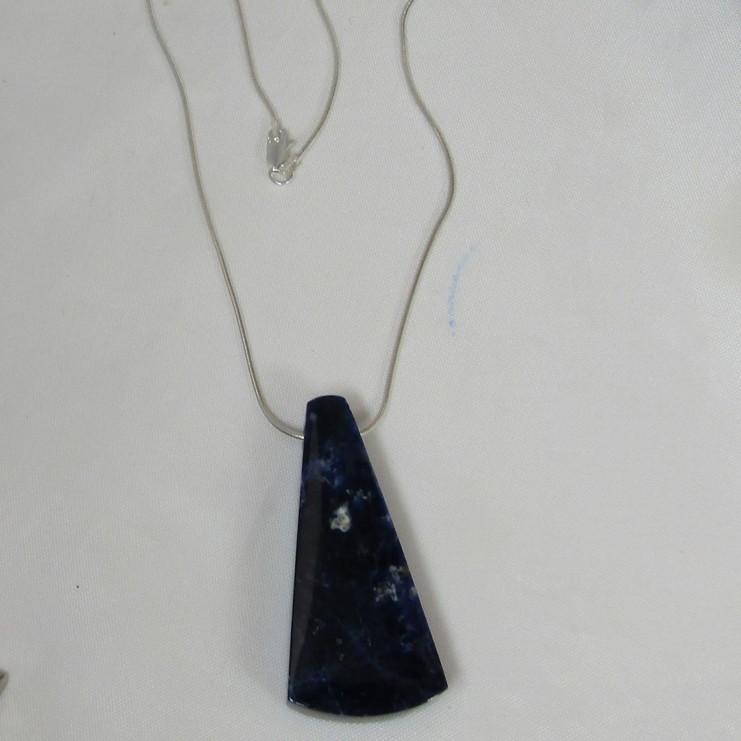 Sodalite Pendant Necklace on Silver Chain - VP's Jewelry