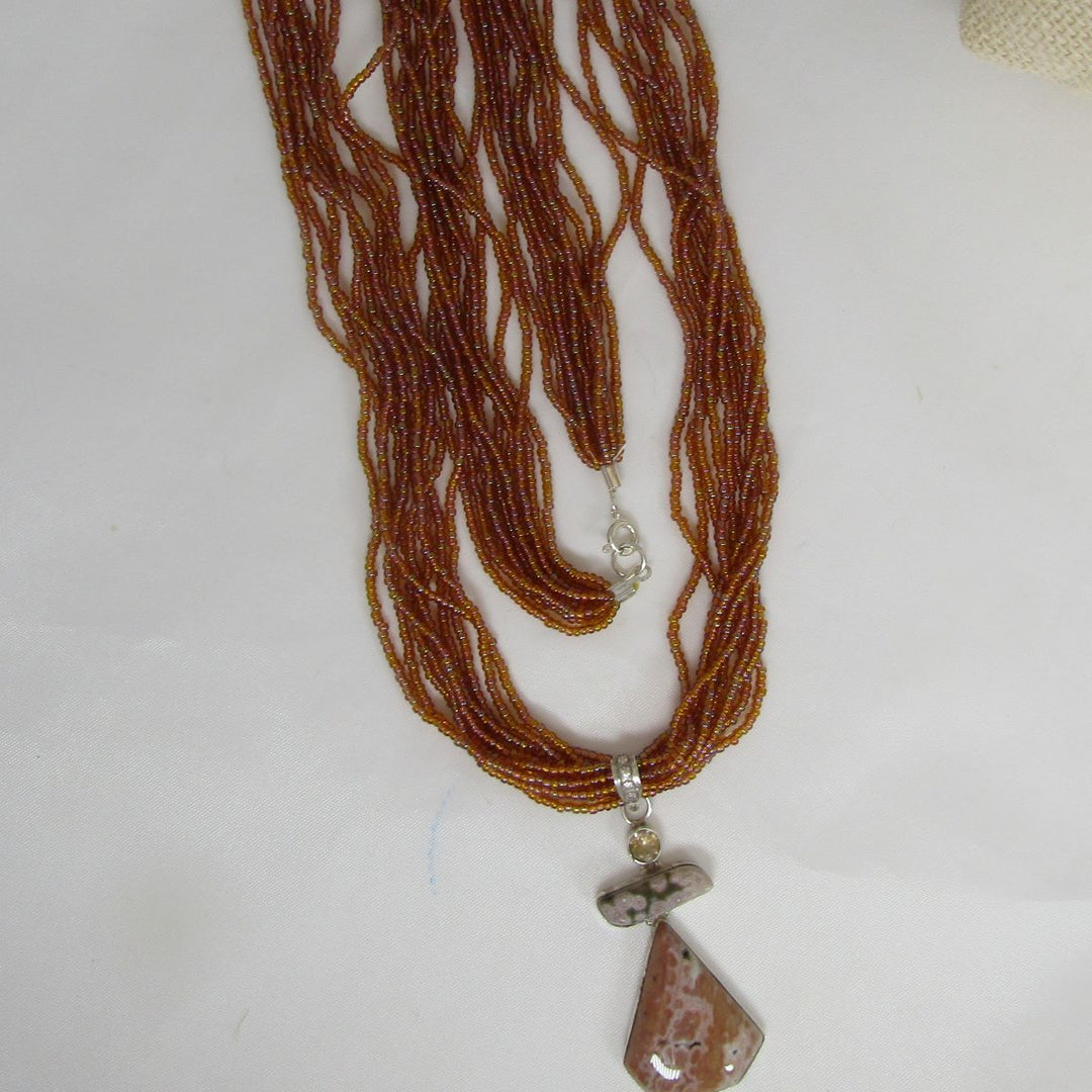 Sandstone Necklace with Multi-stone Jasper Pendant - VP's Jewelry