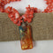 Melon Teardrop Gemstone Bead Necklace with Handmade Pendant - VP's Jewelry