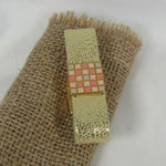 Gold or Salmon Leather Cuff Bracelet Gold Accents - VP's Jewelry