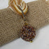 Flax Seed Bead Twisted Necklace with Gold Tone Pendant - VP's Jewelry